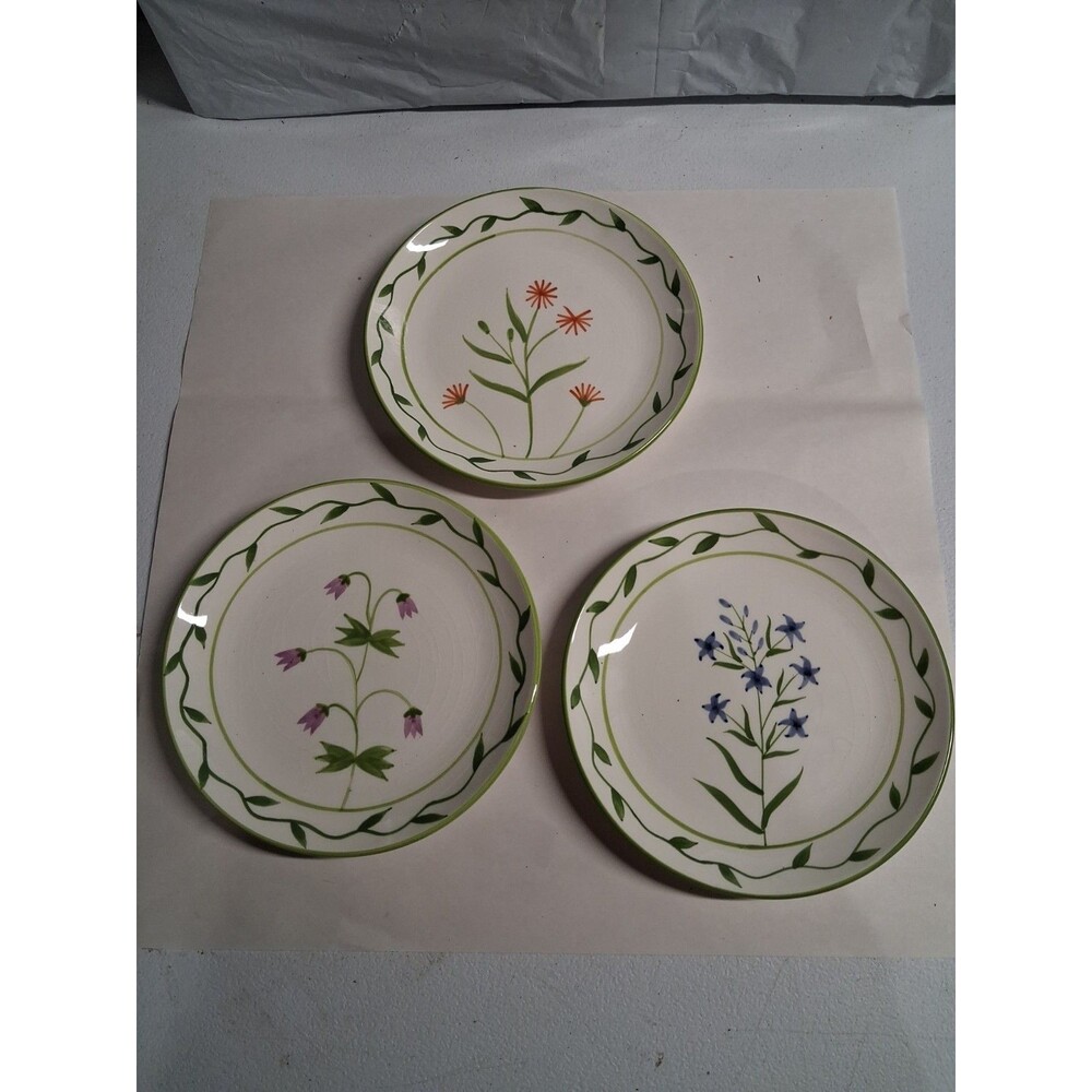 3 Bella Casa By Ganz Salad Plates/ Dessert Plates With Flowers Is Used